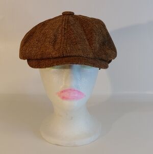 Men's Brown Tweed Newsboy Cap